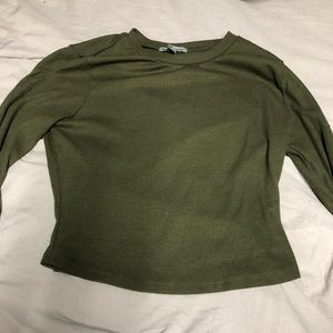 Green Long-sleeve Crop Top